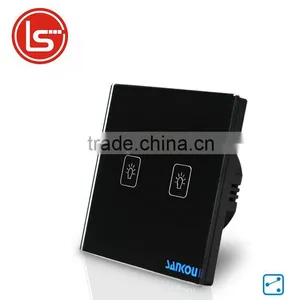2016 EU Standard 2Gang2Way Black Crystal Glass Panel Touch Switch Screen Wall Light Switches Smart Home Automation AC110V-250V thumbnail-1