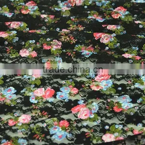 Blossom Printing Elastic Spandex Mesh Fabric for Clothing Decoration thumbnail-3