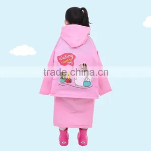 Children Cute Cartoon Animal Print Foldable Raincoat With Backpack Place thumbnail-6