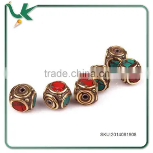 DIY Accessories Nepal Handmade Inlaid Copper Turquoise Red Coral Beads Jewelry Factory Direct thumbnail-1