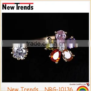 Rose Gold Plated Flower Design Zircon Engagement Ring thumbnail-3
