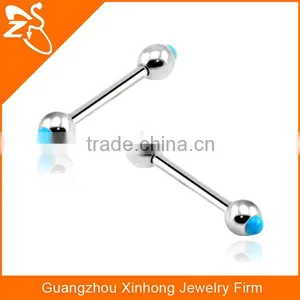 2016 Surgical Steel Barbell Tongue Ring Body Jewelry With Natural Stone thumbnail-1