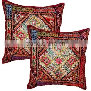 Ethnic Design Rajasthani Kantha Work Cotton Cushion Cover 45*45cm thumbnail-1