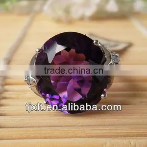 Custom Design Fashionable 925 Sterling Silver Big Amethyst Ring thumbnail-1