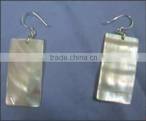 Silver Hooks & Mother Of Pearl Earings - TKYH72 thumbnail-1