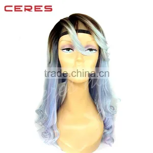 Cheap Raw Two Tone Color Synthetic and Human Hair Mix Lace Front Wig thumbnail-2