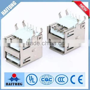 Waterproof Double-deck USB Connector 90 Degree Vertical Pin USB Socket thumbnail-1