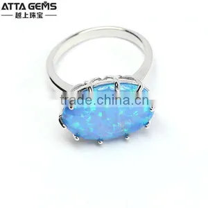 Beautiful Synthetic Opal Gemstones Ring 925 Silver Ring thumbnail-1