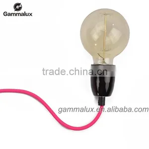 Pink Textile Cable Wire With E27 Ceramic Lamp Holder With Dimmer Switch thumbnail-3