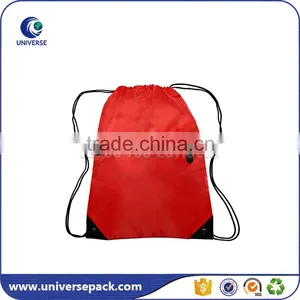New Style Nylon Drawstring Backpack Bag With Front Zipper Pocket thumbnail-2