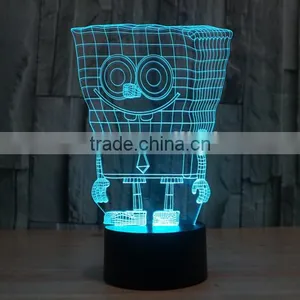 3D Optical Night Light Sponge Baby 7 RGB Light Colors 10 LEDs AA Battery or DC 5V Mixed Lot thumbnail-4