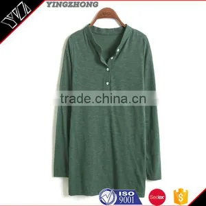 Wholesale China Fashion Design Blank Pima Cotton Custom Woman t Shirt With Halflong Sleeve thumbnail-1