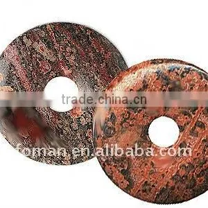 50mm Round Lepoard Jasper Semi Precious Stone Donut for Necklace thumbnail-1