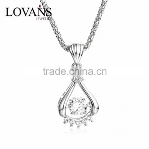 925 Sterling Silver Dancing Stone Pendant Jewelry SPG898W thumbnail-1