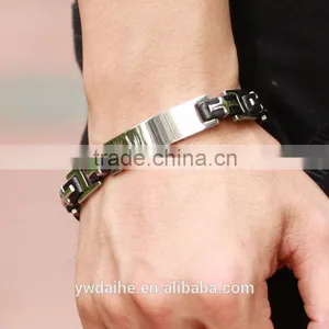 Daihe the Latest Stainless Steel&genuine Silicone Bracelet for Men thumbnail-3