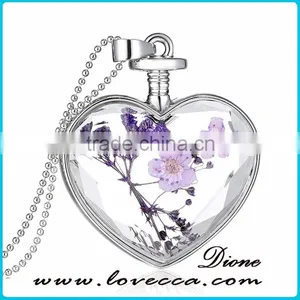 2016 Hot Fashion New Glass Bottom Necklace With Real Flower thumbnail-1