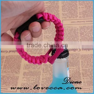 Custom Metal Braided Survival Paracord Bottle Opener Bracelet/firestarter/flint/whistle thumbnail-1