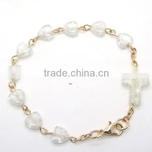 8mm Heart-shaped Glass Bead Bracelet, Cross,high Quality Lobster Clasps,Nine Son Needle thumbnail-2