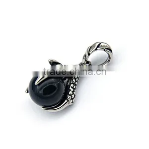2017 Fashion Wholesale Jewelry Titanium Steel Biker Sharp Paw With Round Black Stone Pendant MJ Jewelry thumbnail-2