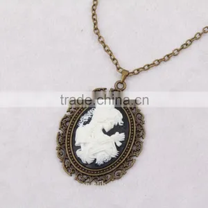 Fashion Jewelry Necklace Steampunk Necklace Skeleton Silhouette Bronze Cameo Pendant 2015 New Made in China Yiwu thumbnail-4