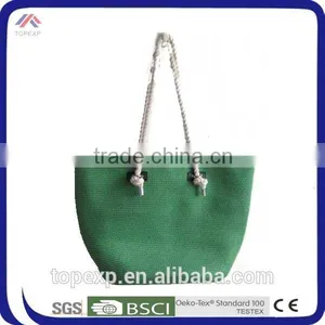 Solid Color Denim Shoulder Bag With White Rope thumbnail-1