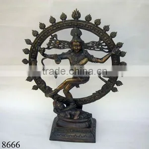 Antique Natraj Brass Statue Indian Religious thumbnail-1