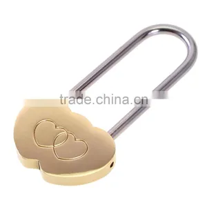 2016 New Combination MINI Solid Brass Love Wish Lock Double Heart Pad Lock Love for Lovers thumbnail-1