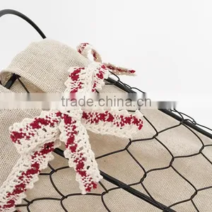 Small Rustic Tall Wire Basket With Handle for Storage thumbnail-3