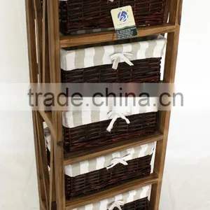 Living Room Cabinet With Woven Basket Wicker Basket Cabinet thumbnail-6