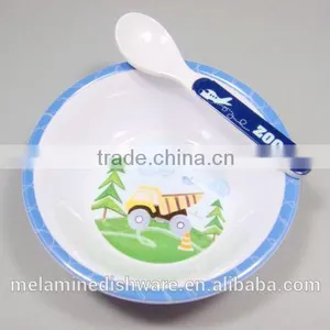 Melamine Kids Cake Dinnerware Set / Children Cake Tableware Spoon Fork and Bowl Set thumbnail-2