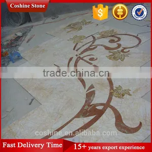 Garnet Waterjet Cutting Flower Desert Pink Marble Tiles for Lobby thumbnail-1