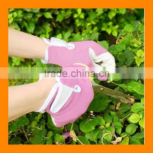 Pink Gardening Gloves With Goatskin Hand Protection Safety Work Gloves Fashionable Ladies Garden Gloves thumbnail-1