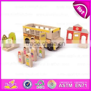 2015 Kids Indoor Games Wooden Train Platform Set,Cartoon Wooden Train Station Toy,Role Play Wooden Train Station Toy W04B020 thumbnail-1