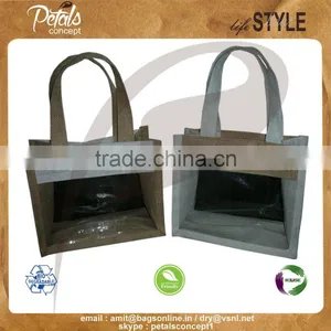 Transparent Bag Jute Gift Bag With Jute Self Handle - Self Branding Bag Porduct Brand Display From Window thumbnail-1