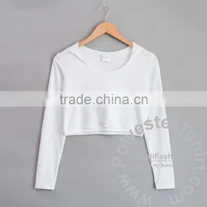 Women Fit Crop Top Hoodie Sublimation Blank. no Minimum Qauntity 3 Color Ready. Real Factory. Sample in Few Days thumbnail-1