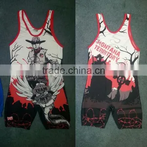 USA Cheap Custom Sublimated Wrestling Singlets thumbnail-2