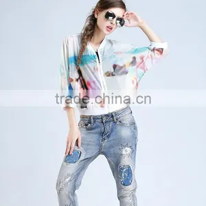 2015Summer Casual Round Collar Blazer Ladies Half Sleeve Coat thumbnail-1