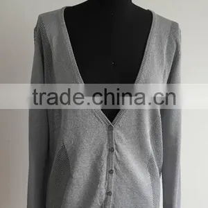 Ladies Deep V Neck Knitted Cardigan Sweater thumbnail-1