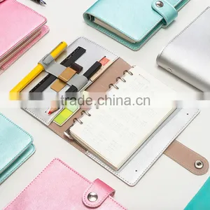 Metallic Color A6 Loose-leaf Planner Customizable Notebook Fashion Daily Notebook PU Cover With Metal Clip/clasp /pen Holder thumbnail-2