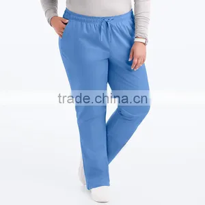 Plus Size Elastic Drawstring Waistband Medical Scrub Uniform Work Pants thumbnail-1