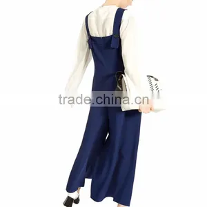 Wholesale OEM Pleated Wide-Leg Casual Women Overalls Jumpsuit thumbnail-3