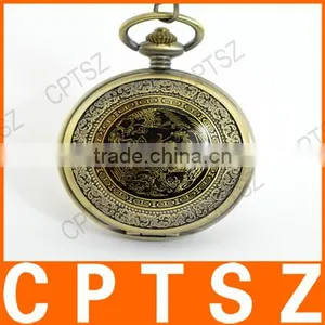 Classical Bronze Polish Men Quartz Pocket Watch With Pendant Chain thumbnail-4