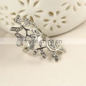 Gold Silver Crystal Rhinestone Hollow Leaf Midi Finger Knuckle Rings Jewelry thumbnail-3
