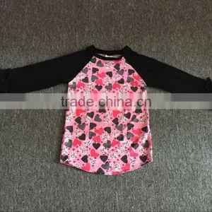 Fashion Baby Girl Cute Valentine Holiday Long Sleeve Heart Raglan Tops Boutique Child Clothes Wholesale thumbnail-1