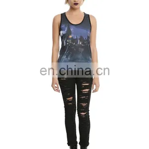 2017 Fashionable Ladies 100% Cotton Wholesale Custom Brand Printing Fitness Tank Top thumbnail-2