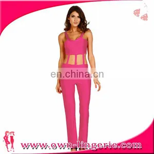 Sexy Rompers Light Blue Women Sexy Deep V-neck Jumpsuits Newest Style Jumpsuit thumbnail-3
