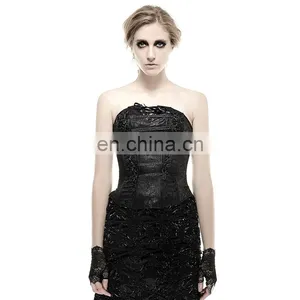 Gothic Punk Rave Black Overbust Soft Bone Corset Y-246 thumbnail-2