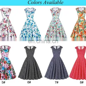 Grace Karin Vintage Flower Pattern Sleeveless Knee Length V-Neck Cotton A-Line 1950s Retro Vintage Dress CL007600-4 thumbnail-6