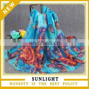 Fashionable Custom Printed Cheap Stock Wholesale Voile Scarf thumbnail-1