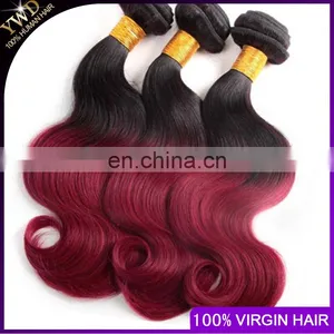 New Products Ombre Peruvian Virgin Hair Red Ombre Peruvian Hair Burgundy Hair Body Wave Wavy 3pcs Lot 1B Red 3Pcs Lot thumbnail-1